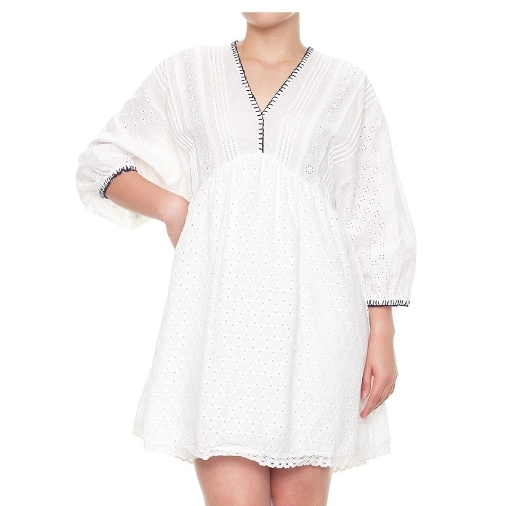 Black Tape White Eyelet Boho Dress Size L Cottagecore